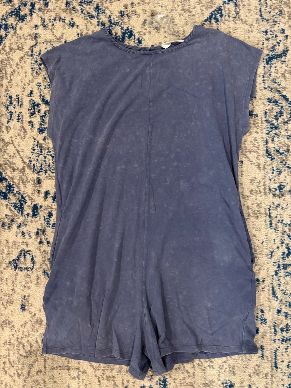 Double Zero Navy Short-Sleeve Relaxed Romper